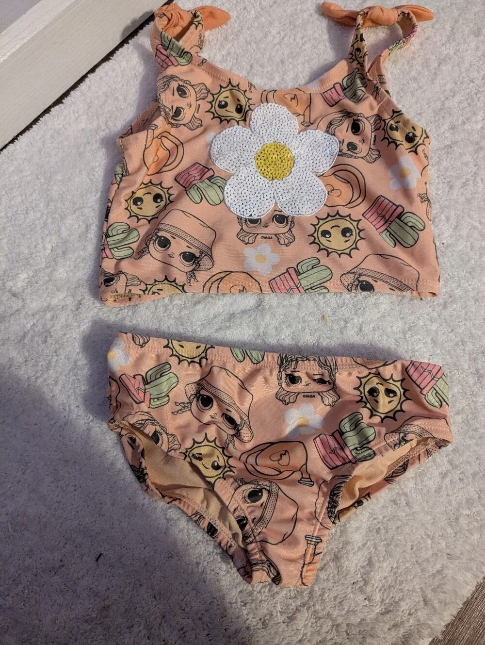 L.O.L Peach Graphic Daisy Two-Piece Swim Set